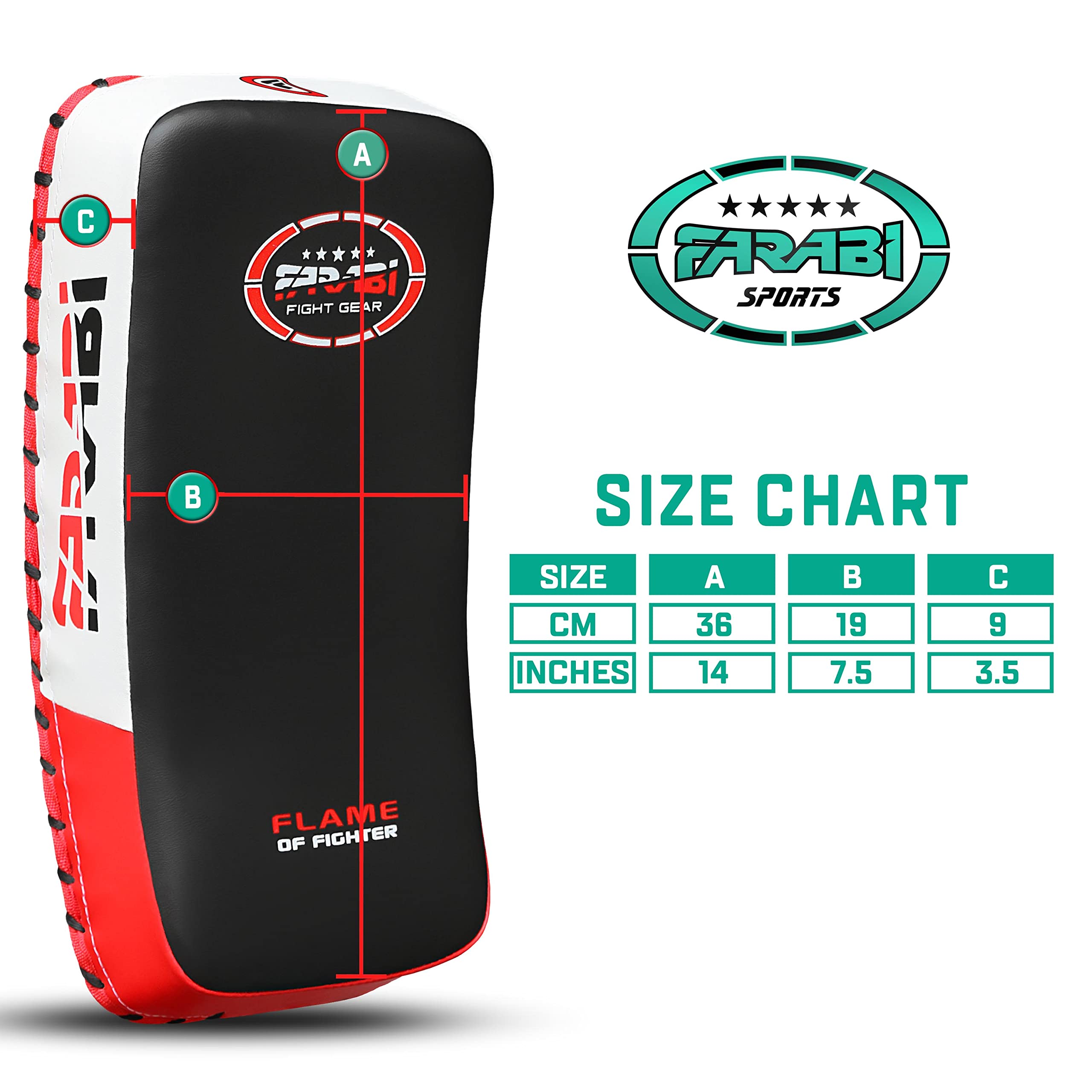 Farabi Thai Pad Training Kick Pad - Curved Coaching Pad for Muay Thai, MMA & Kickboxing - Durable Martial Arts Equipment for Training & Fitness - Perfect for Gyms, Dojos & Home Workouts