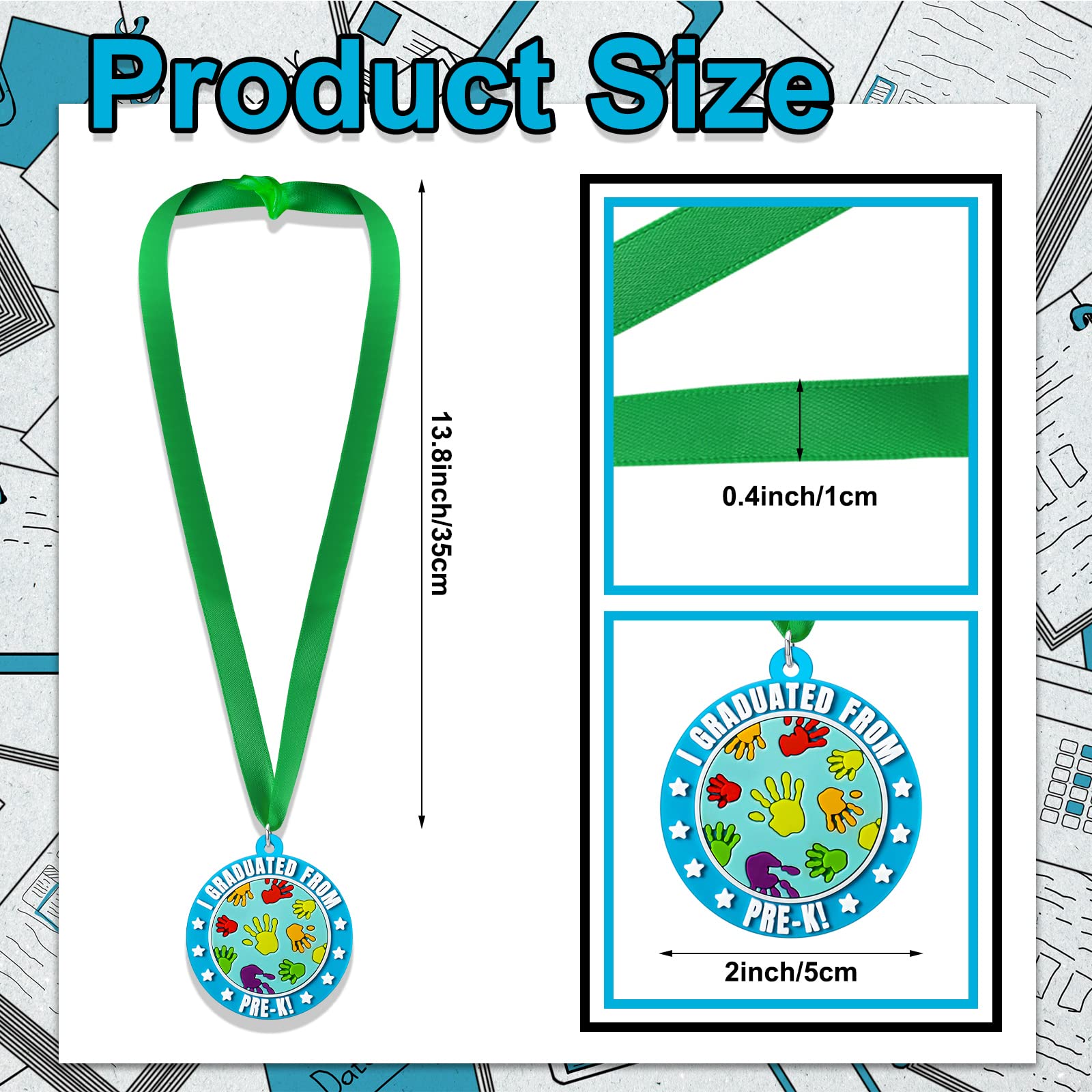 Tigeen Kids Graduation Medal with Neck Ribbon - 2 Inch Preschool & Kindergarten Award Medals for Pre-K Ceremony - Perfect as Graduation Gifts & Party Favors for End of Year Celebrations