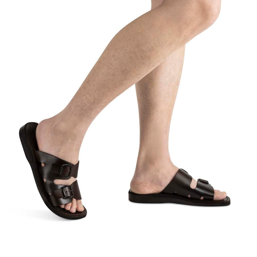 Barnabas - Genuine Leather Double Buckle Sandals for Men - Comfortable & Stylish Casual Footwear for Beach, Vacation and Summer Outings