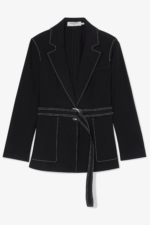 Grenville Jacket - Eco-Friendly Contrast Stitch Denim Alternative in Black | Stylish Outerwear for Casual & Outdoor Activities