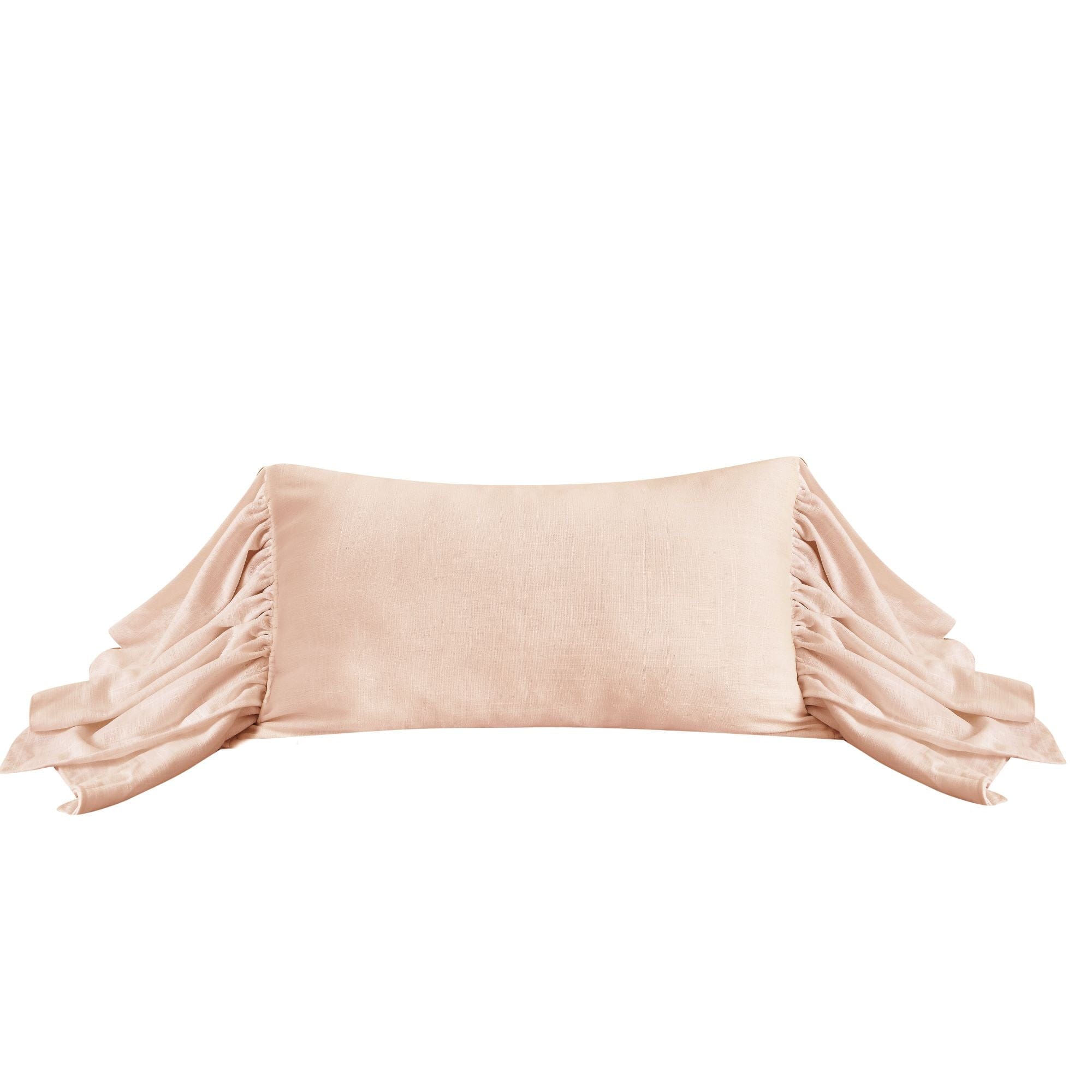 Washed Linen Long Ruffled Pillow Cover - Soft Bohemian Decorative Throw Pillow Case for Sofa, Bed, Couch - Home Decor Accent for Living Room, Bedroom, Nursery