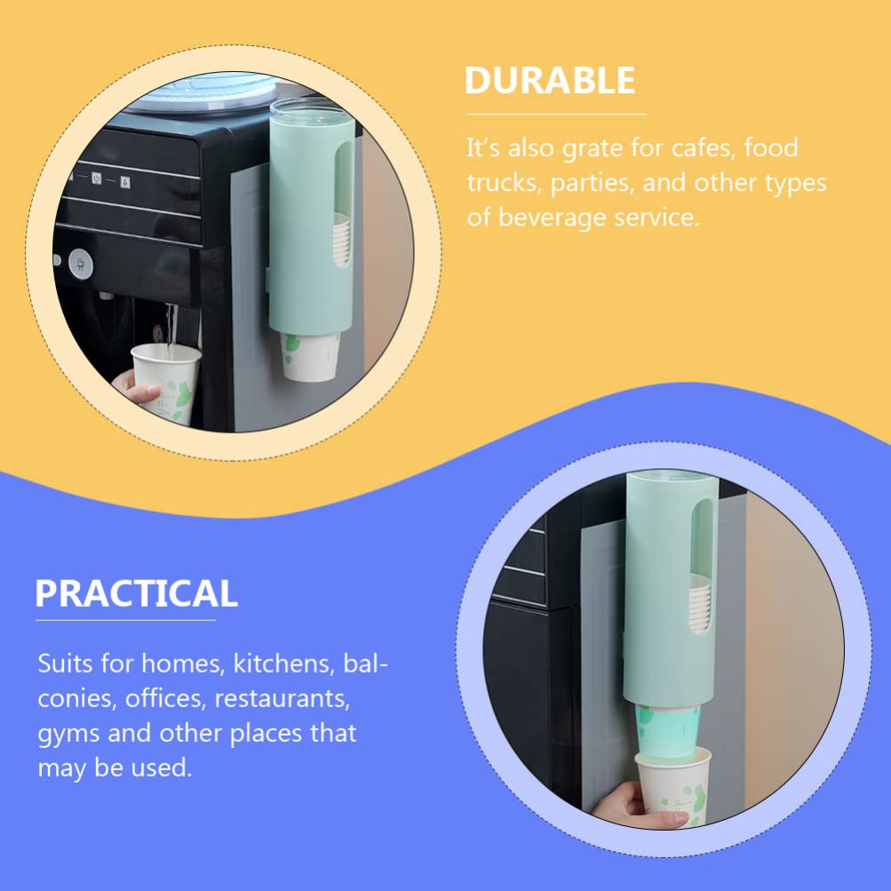 Housoutil Adhesive Cup Holder - Plastic Paper Cup Storage Organizer & Dispenser for Office, Kitchen, or Home - Hanging Wall Mount Container Rack for Easy Access
