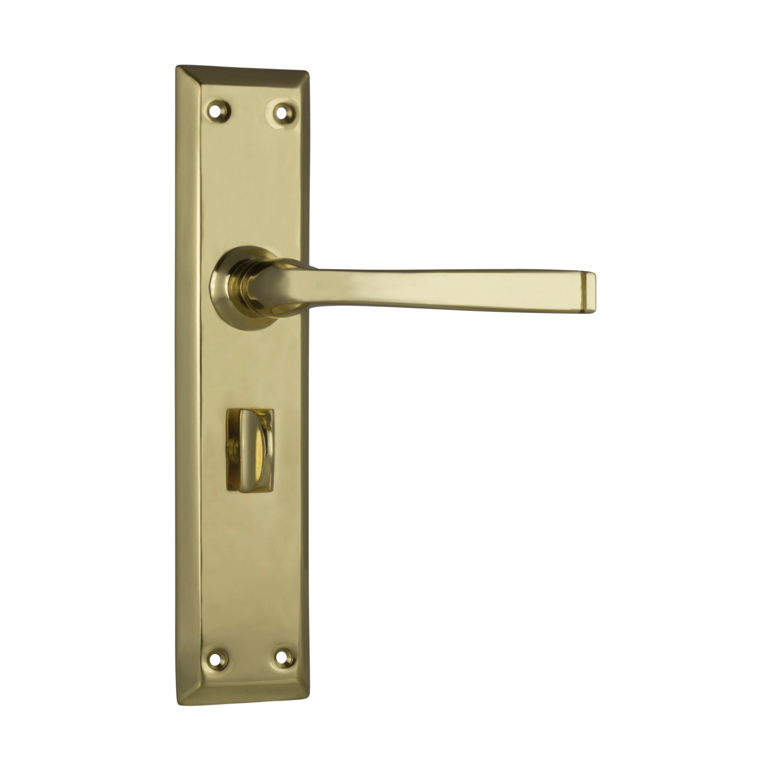 0675P Polished Brass Door Lever Menton Privacy Pair - H225xW50xP75mm - Ideal for Bedroom, Bathroom & Interior Doors