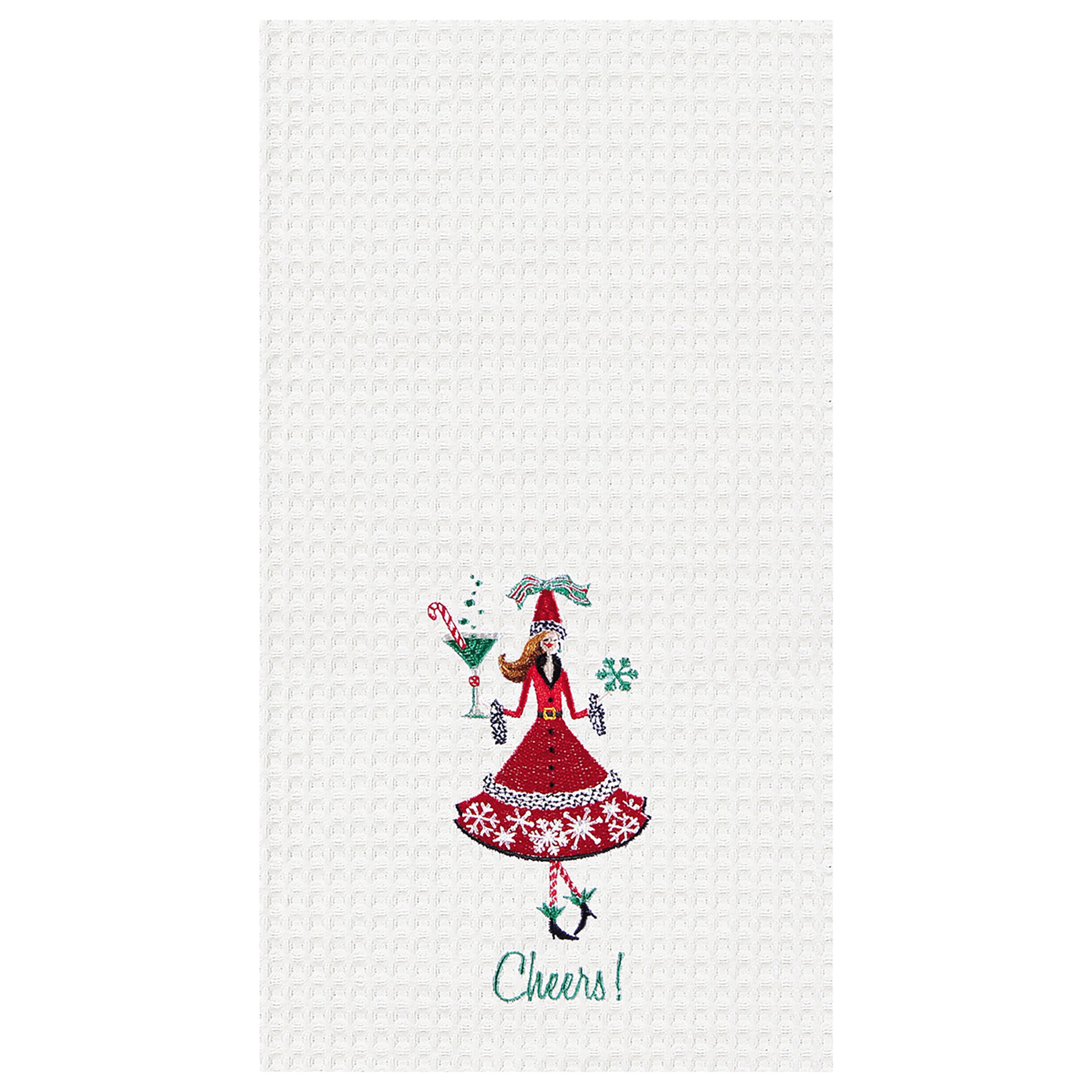 18x27 Christmas Kitchen Towel Set - Holiday Dish Towels with 'Cheers!' Print - Perfect for Holiday Cooking, Baking & Festive Home Decor