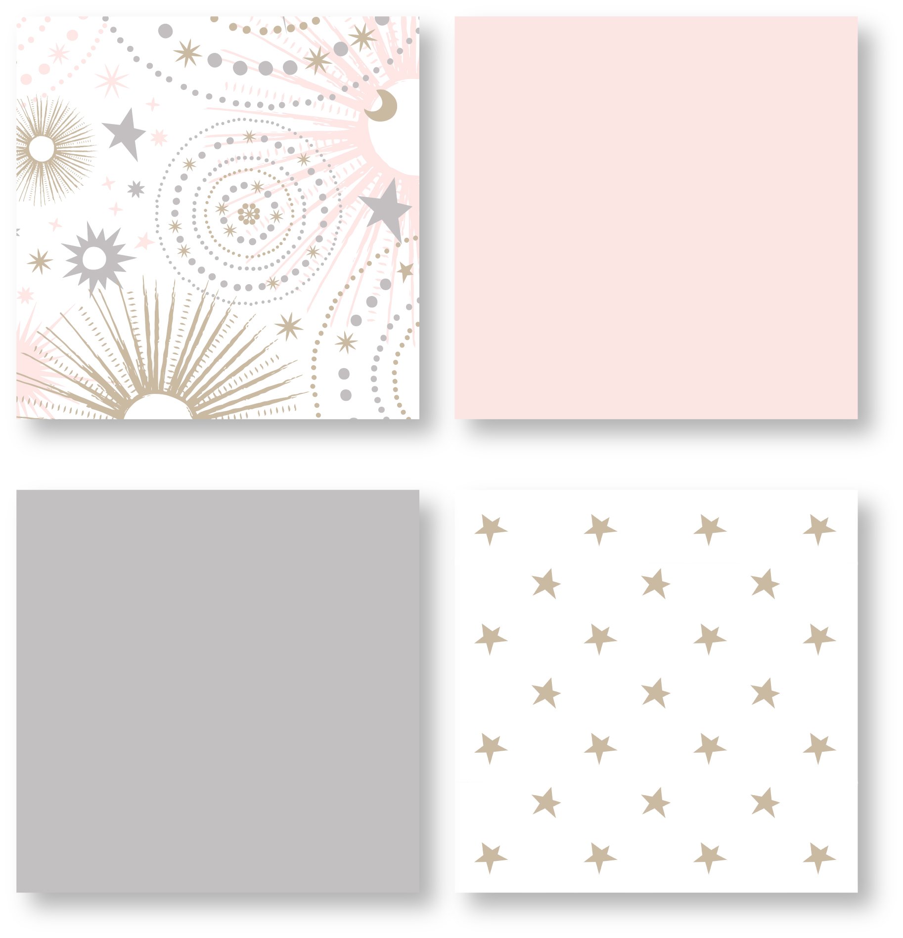 Sweet Jojo Designs 11-Piece Blush Pink, Gold, Grey & White Celestial Star Moon Baby Crib Bedding Set - Soft Nursery Bedding for Girls, Perfect for Newborns & Toddlers (Crib Sheets, Blanket, Skirt)
