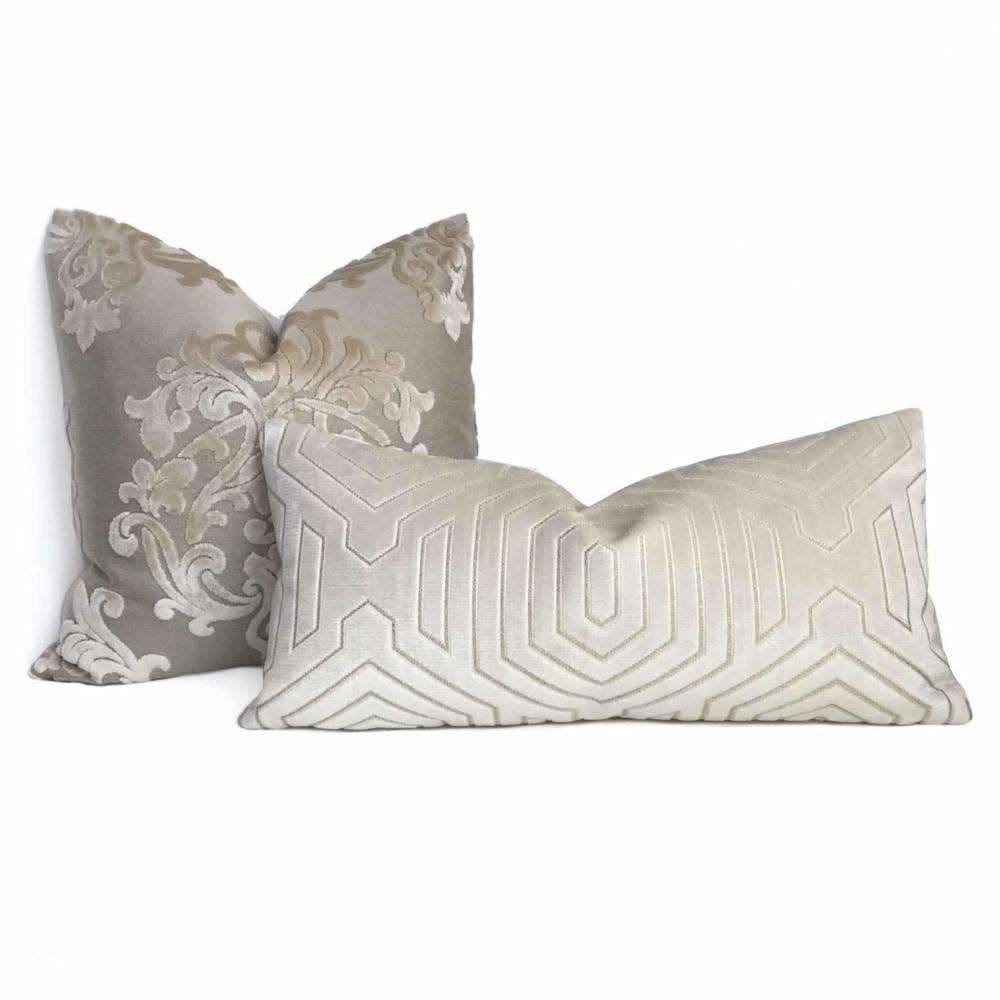 Robert Allen Beacon Hill Primo Cream Contoured Velvet Pillow Cover - Luxury Velvet Cushion Case for Sofa, Bed & Home Decor - Soft & Stylish Throw Pillow Cover for Living Room, Bedroom & Dorm