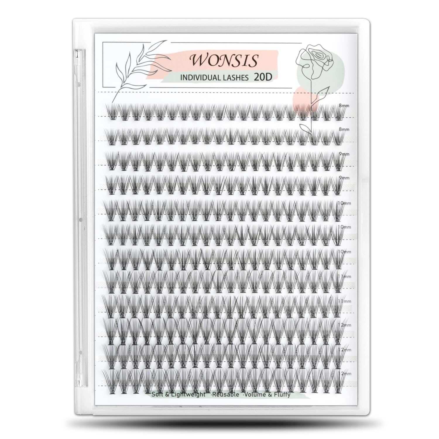 240 Pcs 20D Individual Lash Extensions - Soft Lightweight Reusable DIY Eyelash Clusters (0.07mm, C Curl, 8-12mm) for Natural Volume & Everyday Glam | Perfect for Bridal, Party & Professional Makeup Looks