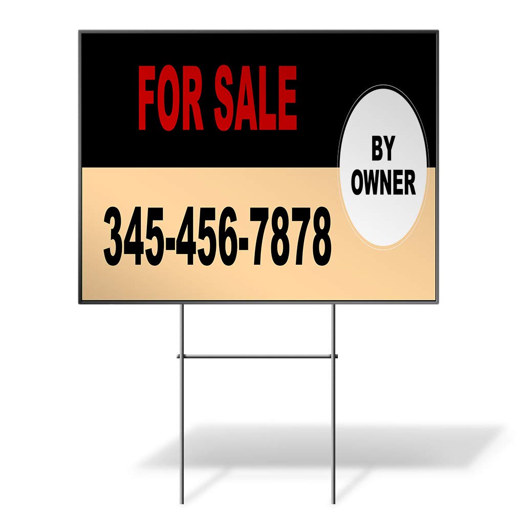 Custom Personalized For Sale By Owner Yard Sign with Phone Number - 18x12 Inches, One-Sided Print in Red | Perfect for Home Sales, Open Houses & Real Estate Listings