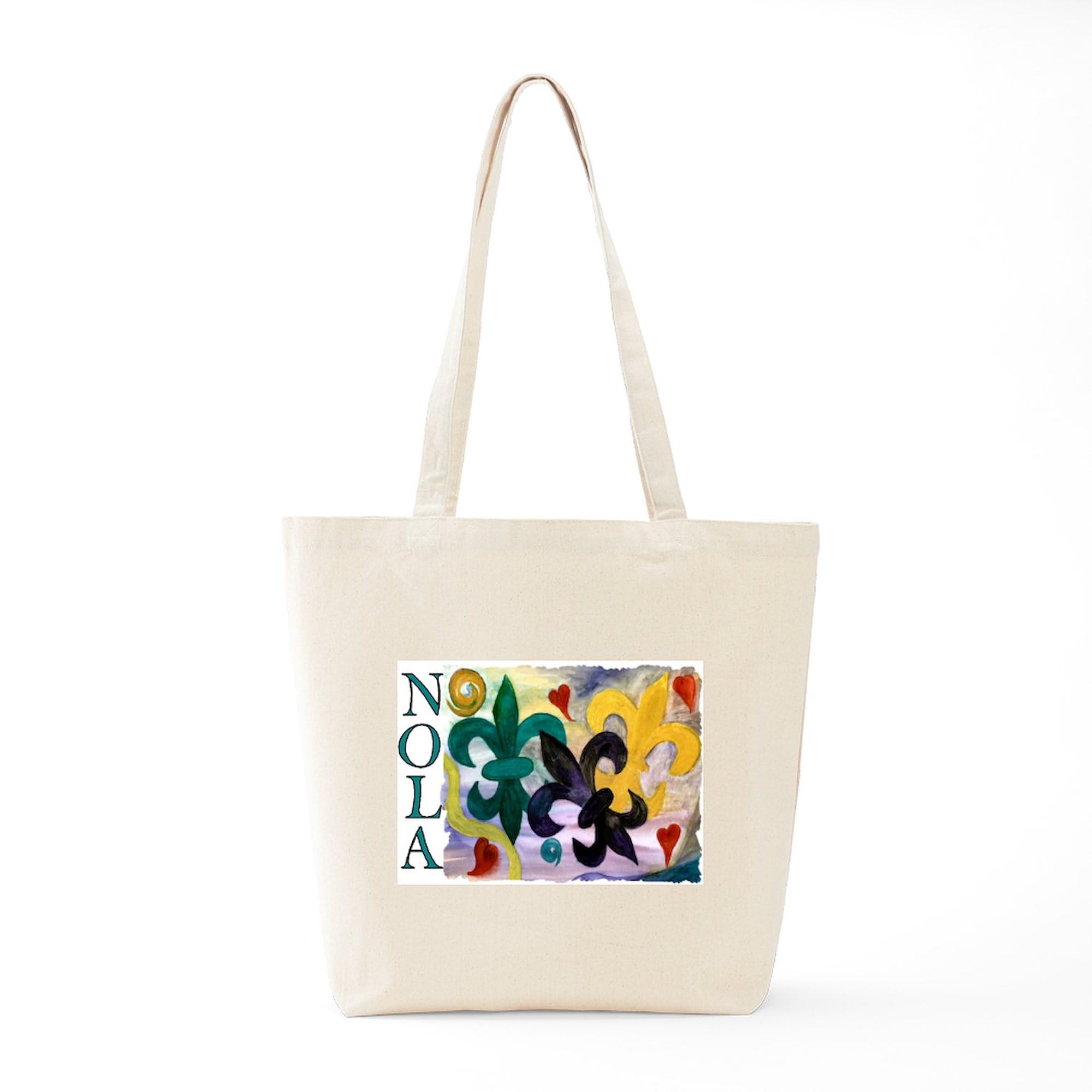 Premium Mardi Gras Fleur De Lis Tote Bag - Natural Canvas Reusable Shopping Bag for Groceries, Beach & Parties | Eco-Friendly Cotton Carryall