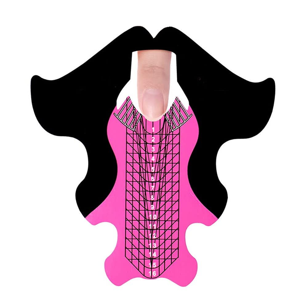 100pcs Extra Long Nail Art Extension Guide Stickers - French Tip DIY Tool for UV Gel & Acrylic Nails (Fish Pattern Pink) | Perfect for Salon, Home Manicure & Nail Art Designs