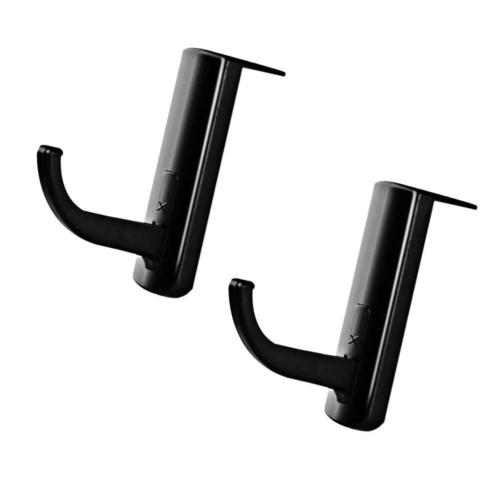 SOLUSTRE 2-Pack Adhesive Headphone Stand & Purse Hanger - Multi-Purpose Hook for Headphones, Bags, Towels - Self-Stick Holder for Home, Office, Internet Cafe (Black) - Space-Saving Organizer for Walls, Desks & Counters