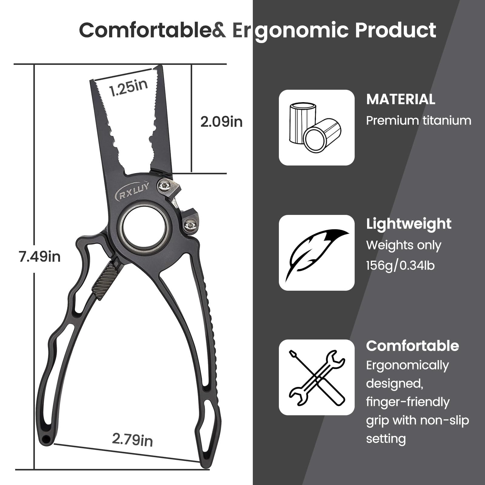 Premium Titanium Fishing Pliers - Saltwater Fishing Gear with Tungsten Cutters & Split Ring Hook Remover | Knot Tying Tool with Lanyard | Ideal for Ice Fishing, Sea Fishing & Gifts for Men | Perfect for Anglers & Outdoor Enthusiasts