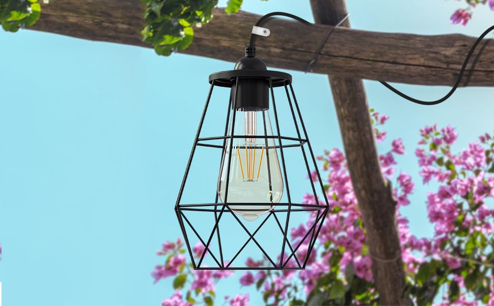 Intelamp Solar Pendant Lights - Indoor/Outdoor Hanging Chandelier with 4000mAh Battery & Remote Control, 16.4ft Cord, Dusk to Dawn Sensor - Perfect for Gazebos, Sheds, Barns, Chicken Coops & Patio Lighting