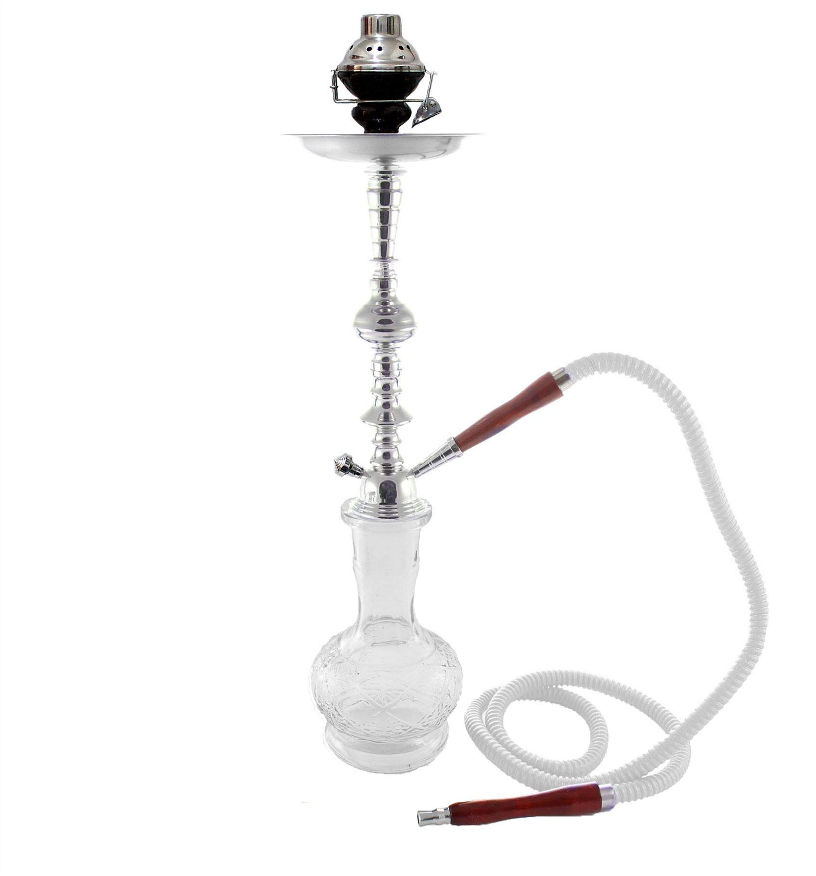 Premium Clear Glass Hookah Vase with Wind Cover - 1pc Shisha Base for Smooth Smoking Experience - No Tobacco, No Nicotine - Perfect for Home Parties, Lounges & Outdoor Gatherings