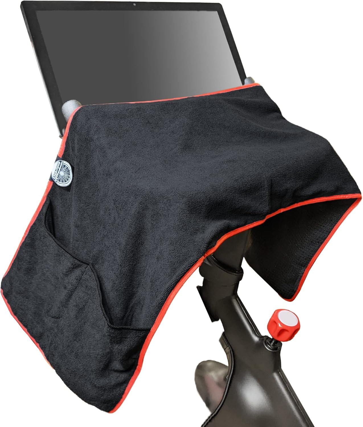 Best Sweat Protection Towel for Peloton & Echelon Bikes - Absorbent Handlebar Towel with 4 Pockets for Water Bottle & Phone - Perfect for Indoor Cycling, Bike Trainer Stands & Intense Workouts
