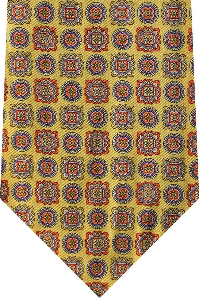 Luxury Gold Medallion Silk Cravat Tie for Men - Vintage Style Neckwear for Weddings, Formal Events & Special Occasions