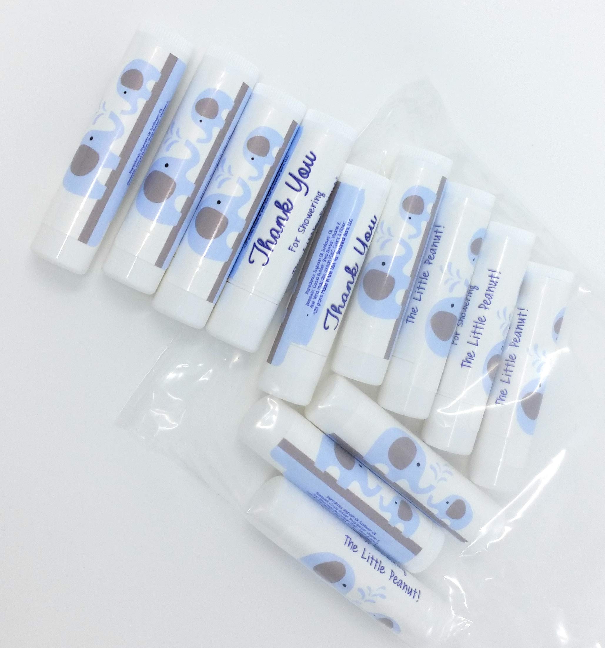 12 Pack Elephant-Themed Baby Shower Lip Balms - Blue Elephant Baby Shower Party Favors for Boys - Perfect for Gender Reveals & Newborn Celebrations