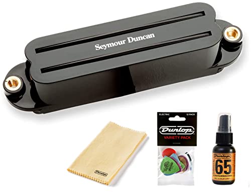 Seymour Duncan SHR-1B Hot Rails Strat Bridge Pickup - Black | Includes Dunlop Pick Pack, Platinum 65 Cleaner-Polish & Polish Cloth | Perfect for Electric Guitar Upgrades & Professional Maintenance