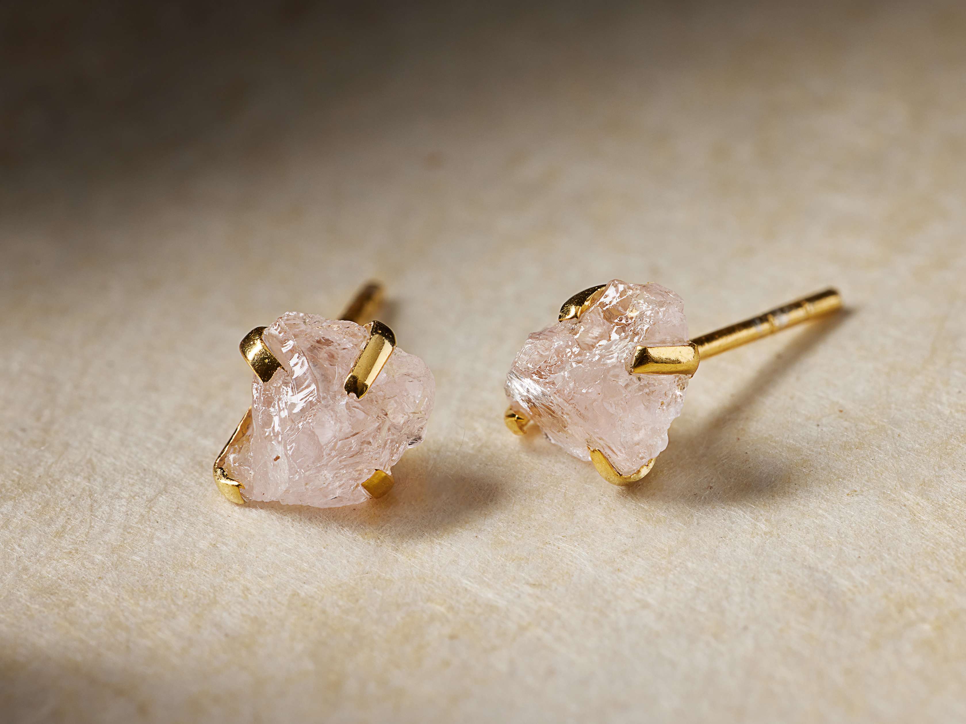 Alvita Morganite Stud Earrings - Genuine Pink Morganite Gemstone Earrings for Women, 14K Gold Plated, Minimalist Dainty Jewelry - Perfect for Everyday Wear, Gift Giving & Special Occasions