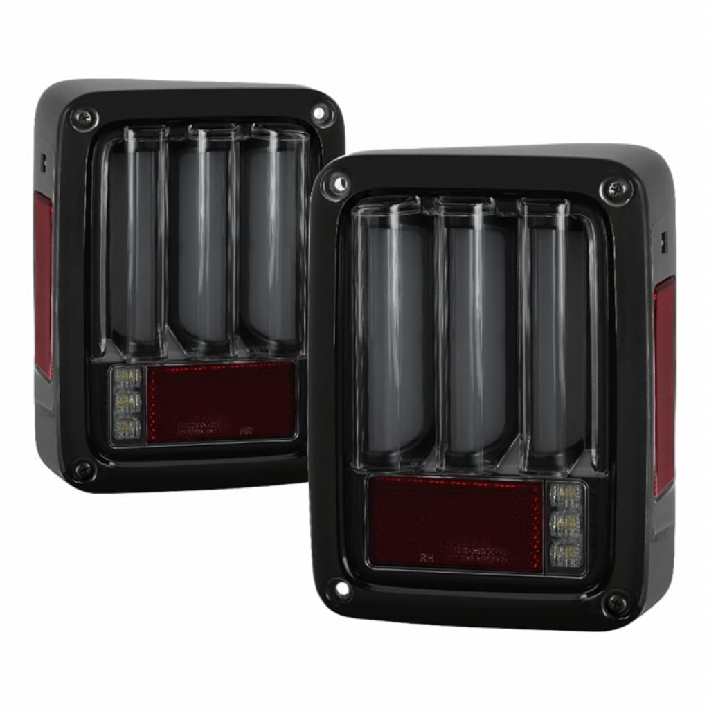 Spyder LED Tail Lights for Jeep Wrangler JK 2018 - Smoke Version 2 Light Bar Pair (5084781) | Off-Road Adventure & Night Driving Safety Upgrade