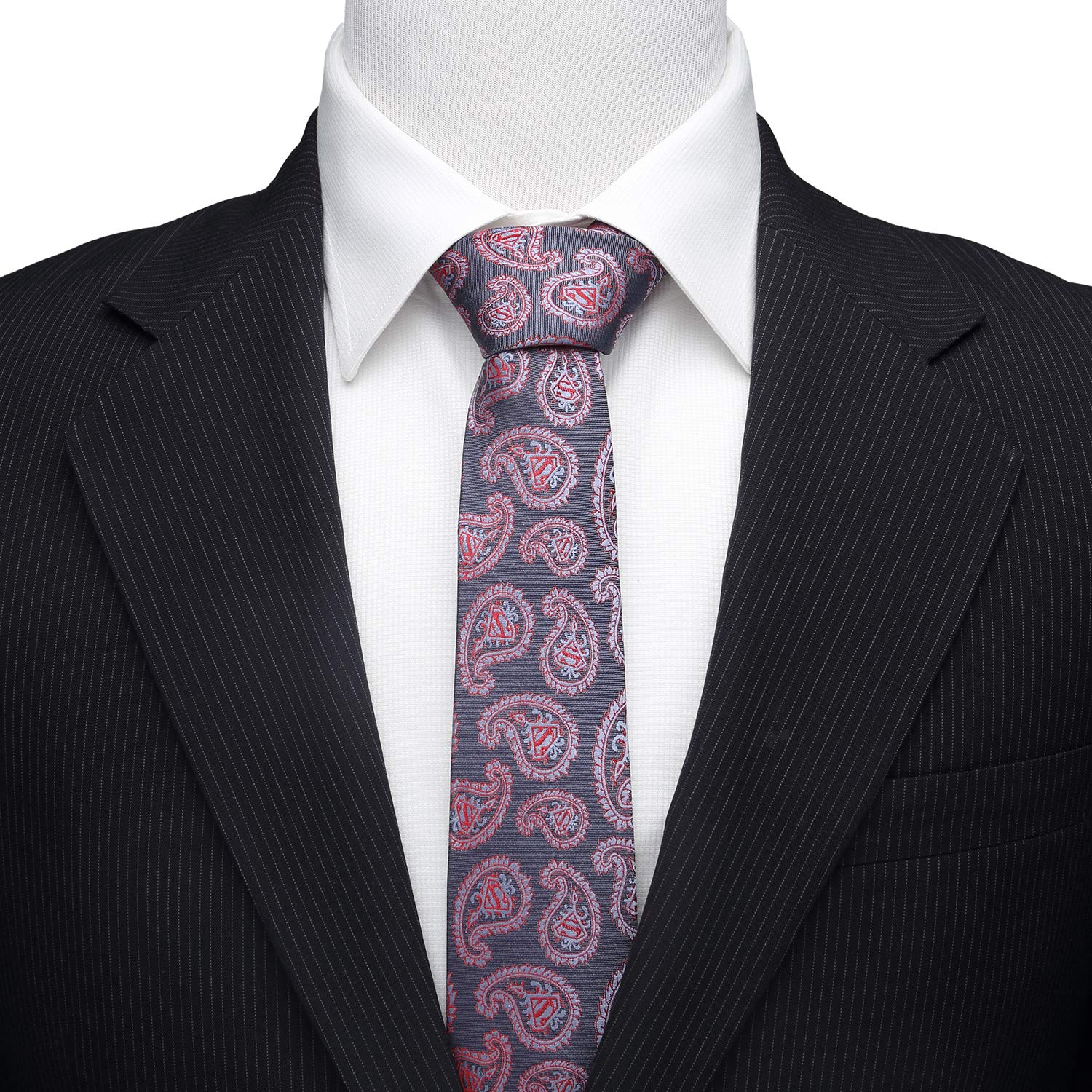 Superman Paisley Tie - Red and Blue Cufflinks for Men | Formal & Business Attire Accessories | Perfect for Weddings, Parties & Office Wear