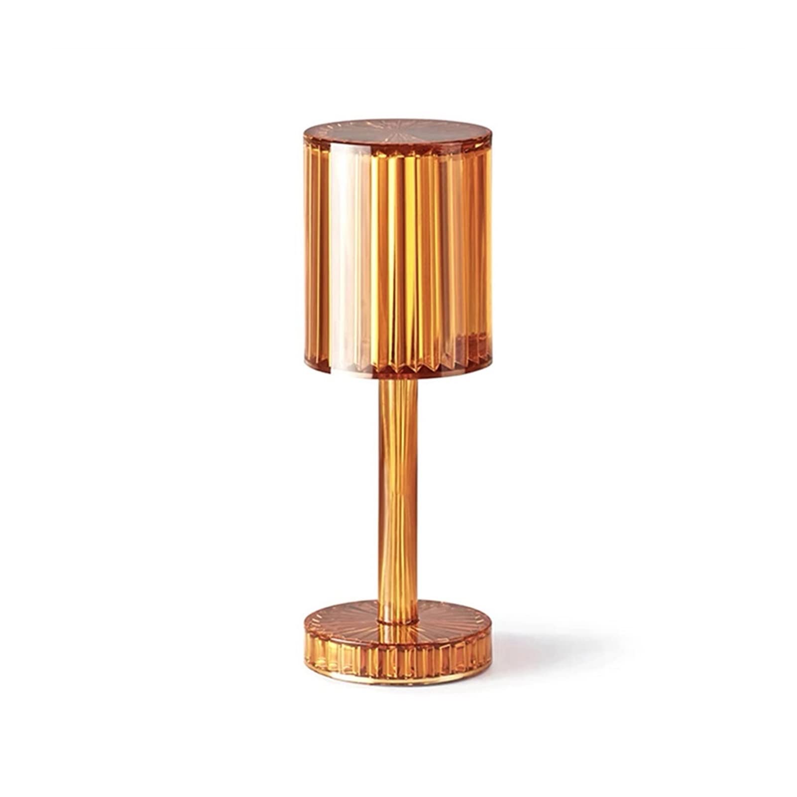 Luxury Crystal Table Lamp - Cordless USB Touch Dimming Desk Lamp for Living Room, Bedroom, Sofa Side | Modern Amber Lampshade | Perfect for Reading, Nightstand & Home Office Decor