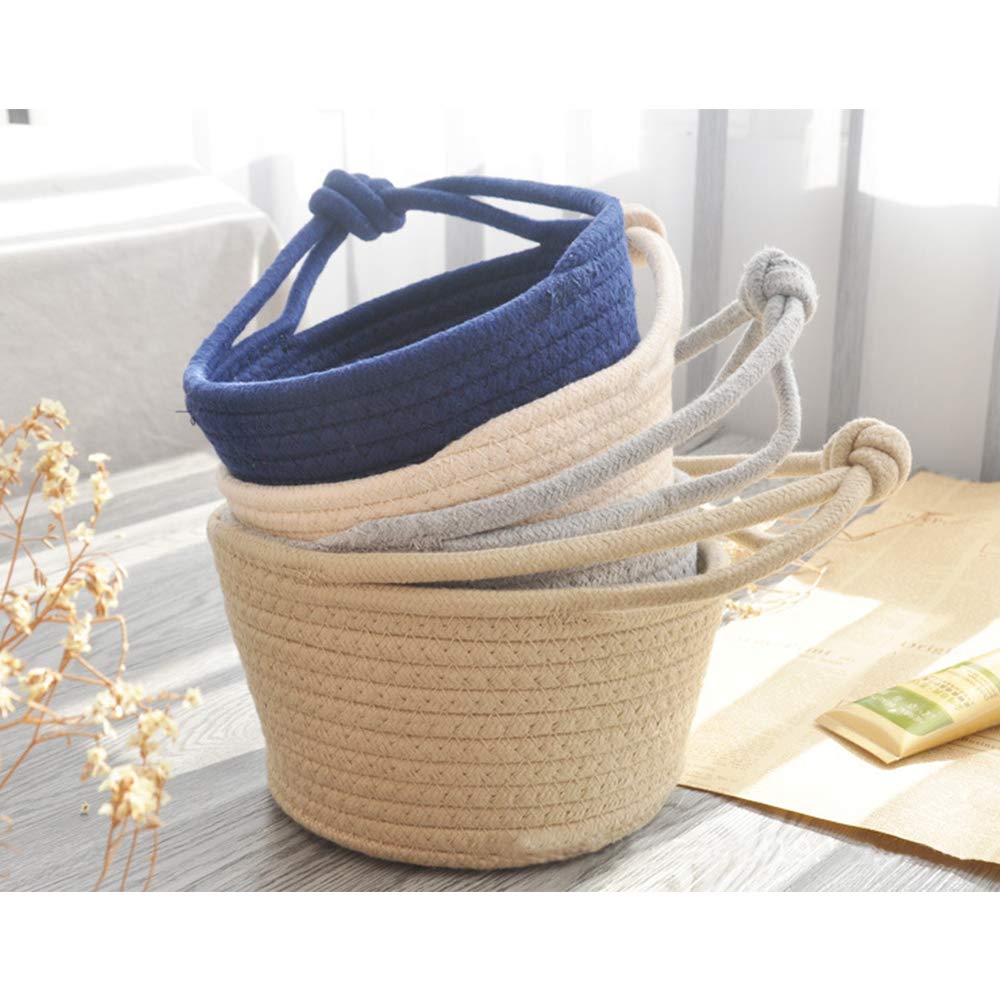 Stylish Cotton Woven Storage Basket with Hang Rope - Foldable Snack Organizer, Kids Room Decor, Household Item Storage Solution (Brown) - Perfect for Nursery, Playroom & Kitchen Organization