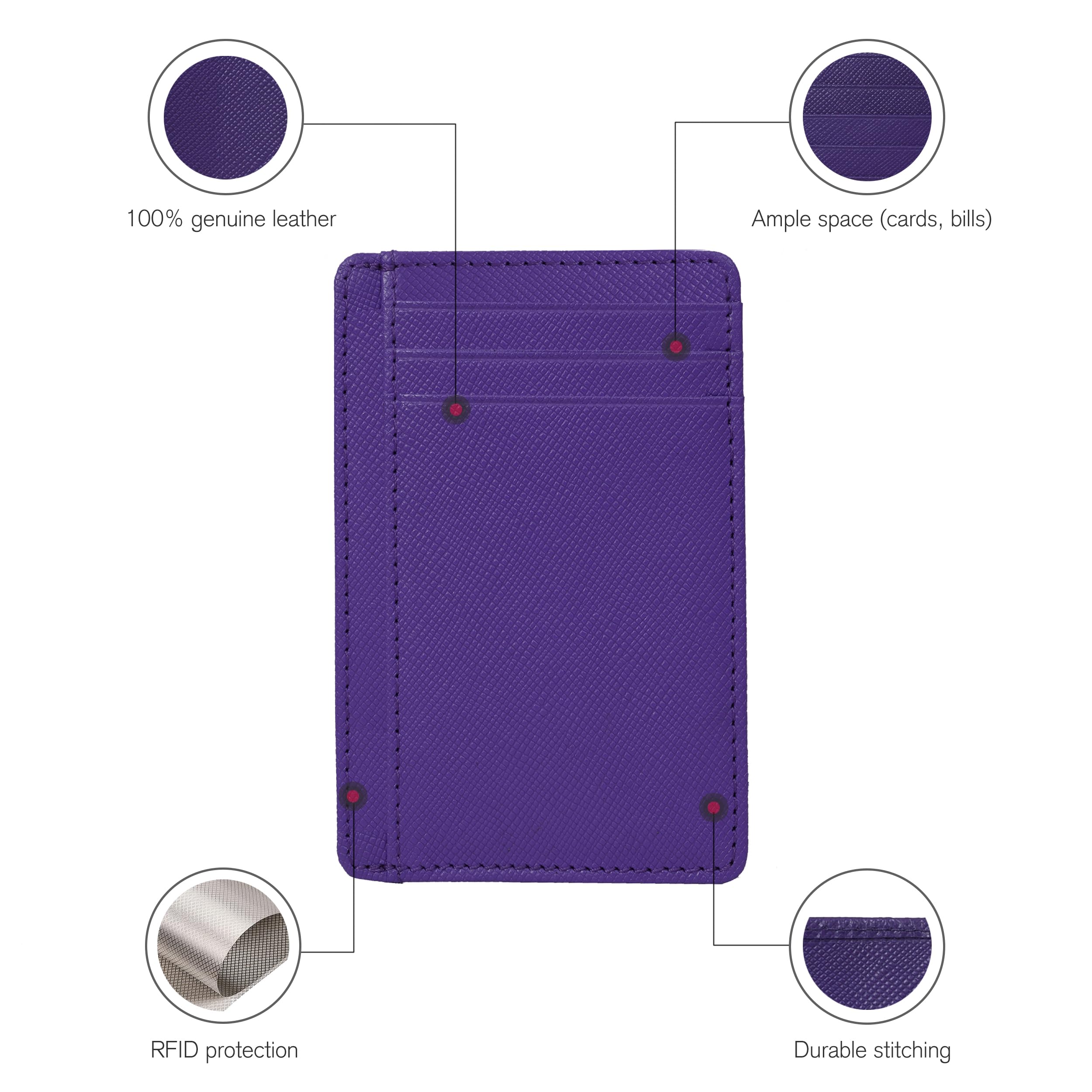 Slim RFID Blocking Minimalist Leather Wallet for Men & Women - Front Pocket Credit Card Holder | Stylish & Durable for Everyday Use, Travel & Business