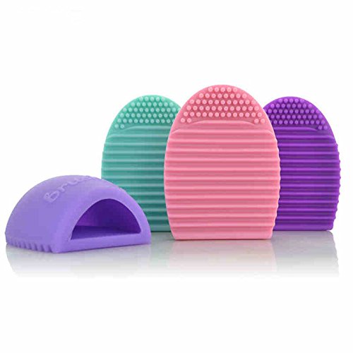 Eco-Friendly Silicone Makeup Brush Cleaner Pad - Reusable Cosmetic & Eyebrow Brush Cleaning Tool, Multicolor (Size S, 4-Pack) | Perfect for Daily Makeup Brush Care & Travel Beauty Essentials
