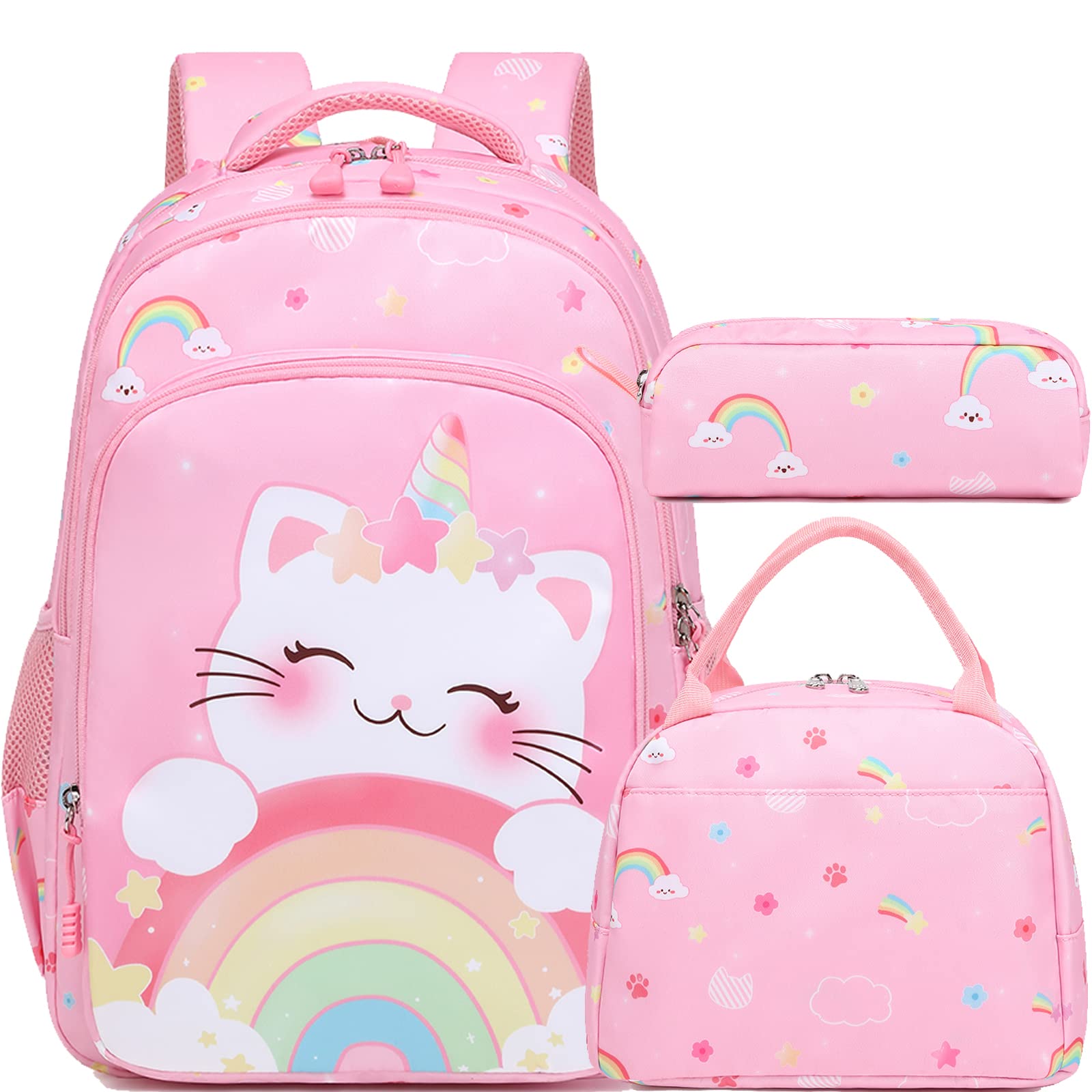 Girls' Elementary School Backpack with Insulated Lunch Box - Lightweight Bookbag for School, Travel & Daily Use | Durable Backpack for Kids Ages 5-10 | Water-Resistant & Ergonomic Design