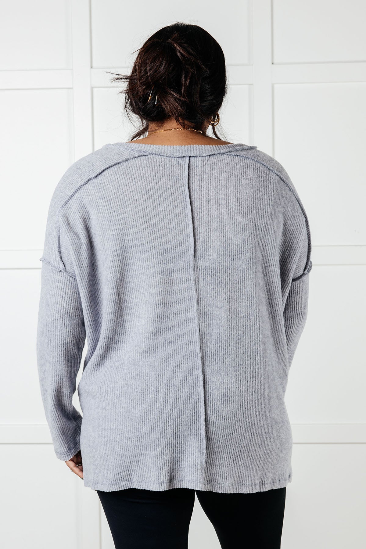 Soft Brushed Hacci Sweater Top in Heather Grey | Cozy Winter Pullover for Women | Perfect for Layering & Casual Outfits