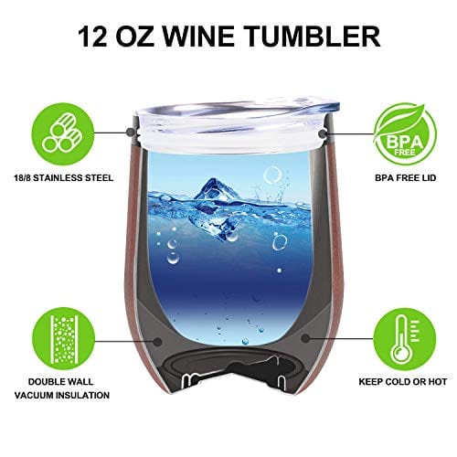 Coolife Wine Tumbler - Funny & Stylish Insulated Cup for Women | Perfect Mothers Day, Birthday Gift for Wife, Mom, Sister, BFF | Great for Parties, Office Use & Daily Hydration
