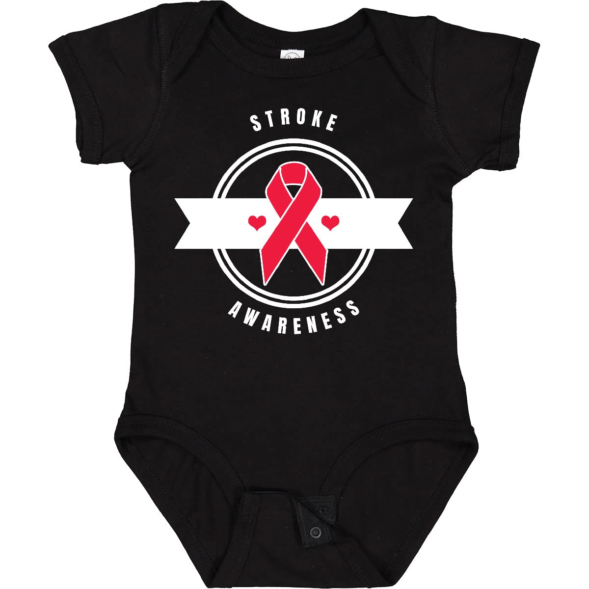 Inktastic Stroke Awareness Red Ribbon & Banner Baby Bodysuit - Cute Infant Onesie for Charity Events, Fundraisers & Awareness Campaigns
