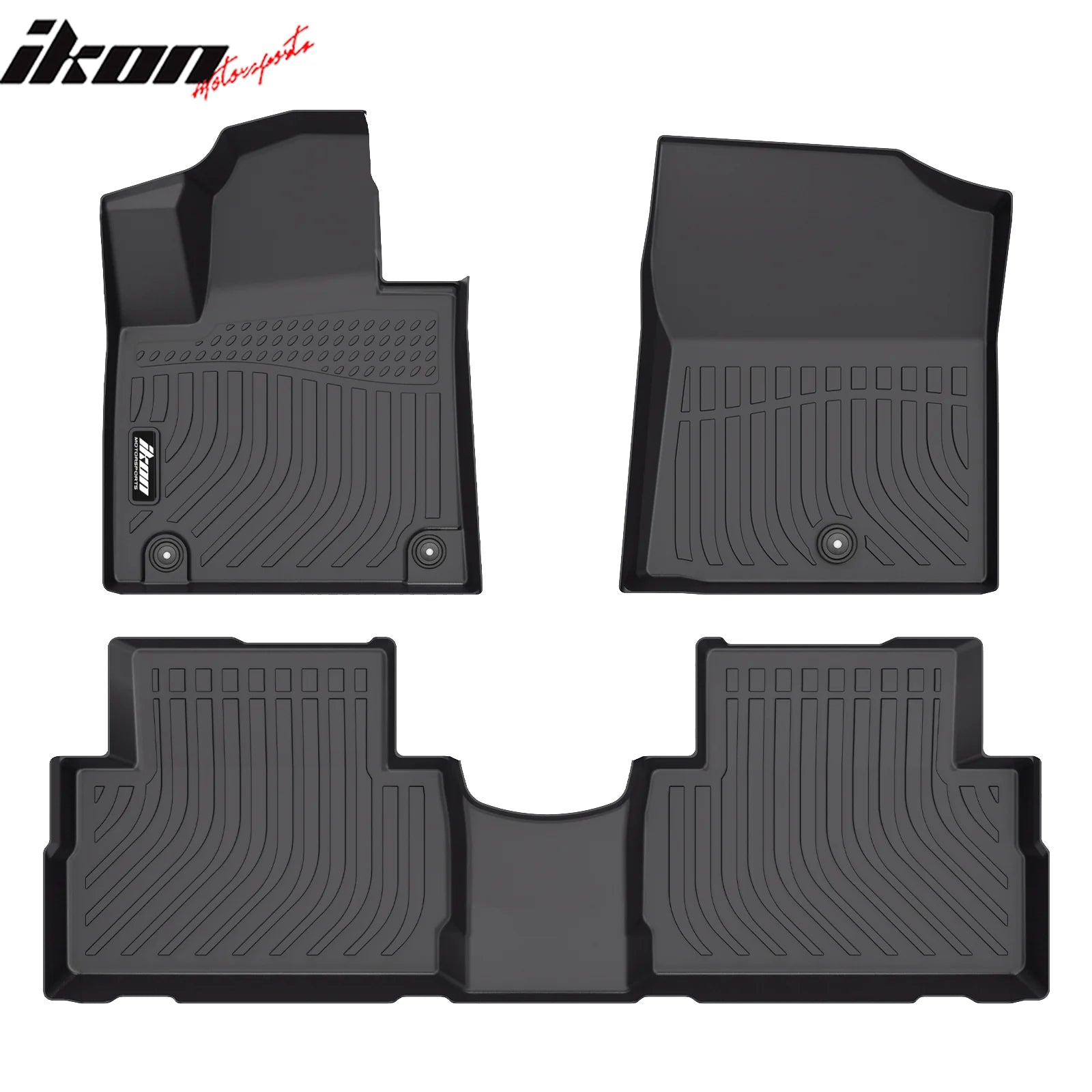 IKON 3D Molded All-Weather Floor Mats for 2021-2023 Hyundai Santa Fe (Non-Hybrid) - 3-Piece Set, TPE Thermo Plastic Elastomer, Front & Rear Row Protection - Perfect for Daily Commutes, Road Trips, and Family Adventures