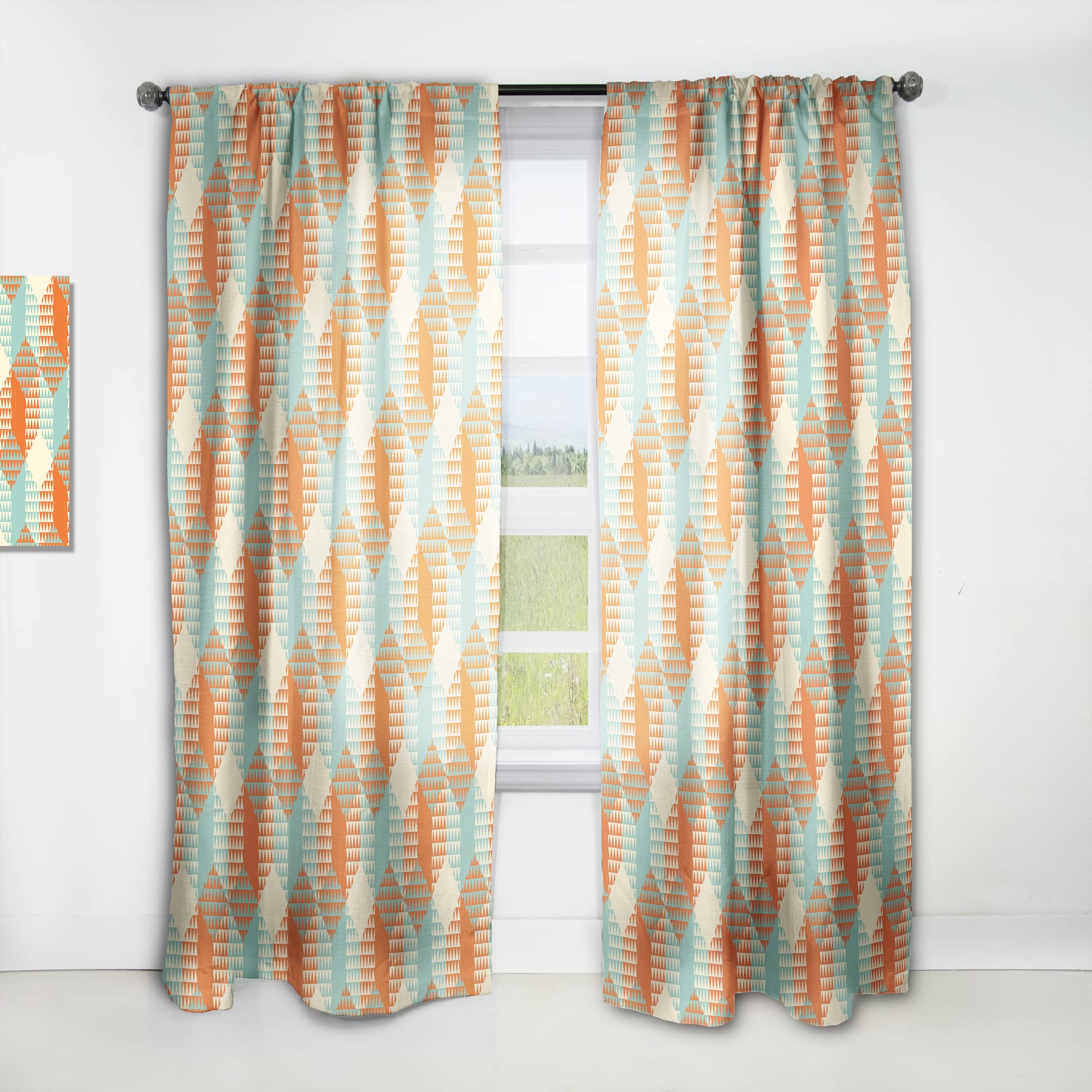 DesignQ Retro Hexagon Pattern VIII Thermal Insulated Curtains - Single Panel 52x84 Inch - Blackout Drapes for Bedroom & Living Room - Perfect for Home Decor, Privacy & Temperature Control