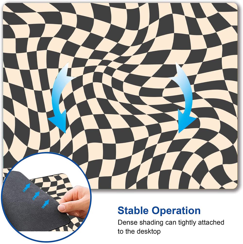 Hokafenle Checkered Mouse Pad - Black & Cream Square Non-Slip Rubber Base Waterproof Computer Mouse Mat for Office, Gaming & Home Workspace