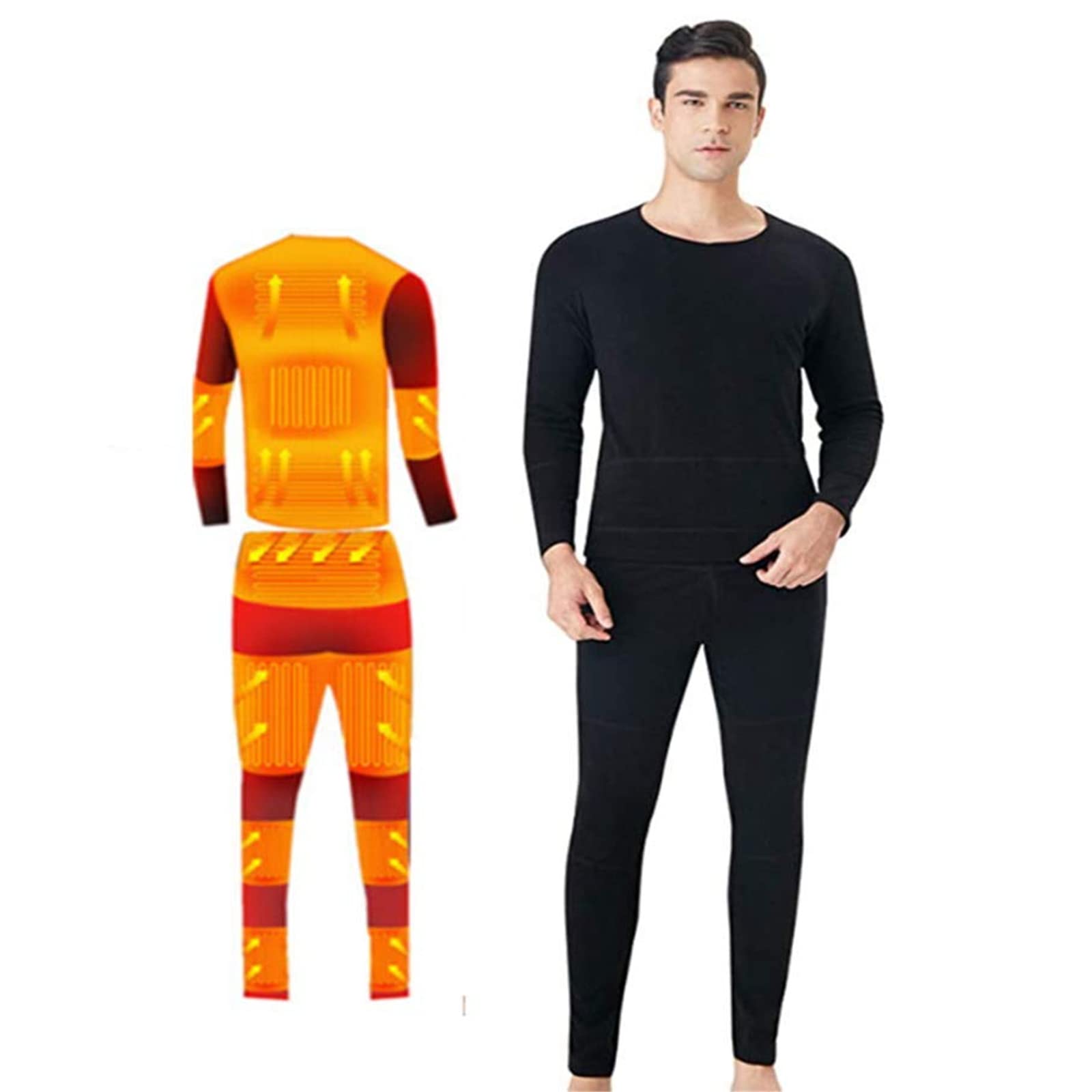 Men's Electrically Heated Thermal Underwear Set - Winter Heated Base Layer for Skiing, Hiking & Outdoor Activities | USB-Powered Warm Clothing for Cold Weather Adventures