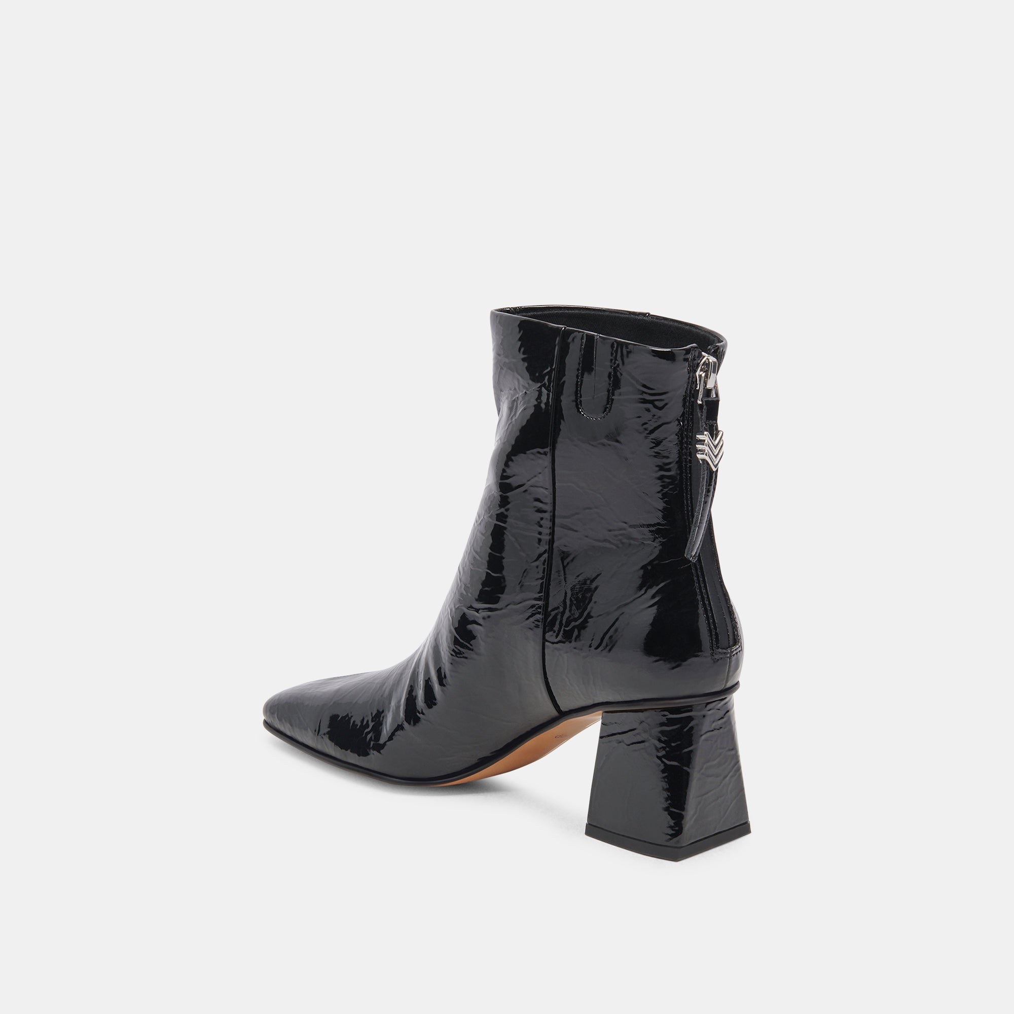 FIFI H2O BOOTIES - Waterproof Mid-Calf Rain Boots for Women, Shiny Crinkle Patent Leather, Midnight Black - Perfect for Rainy Days, Gardening & Outdoor Activities