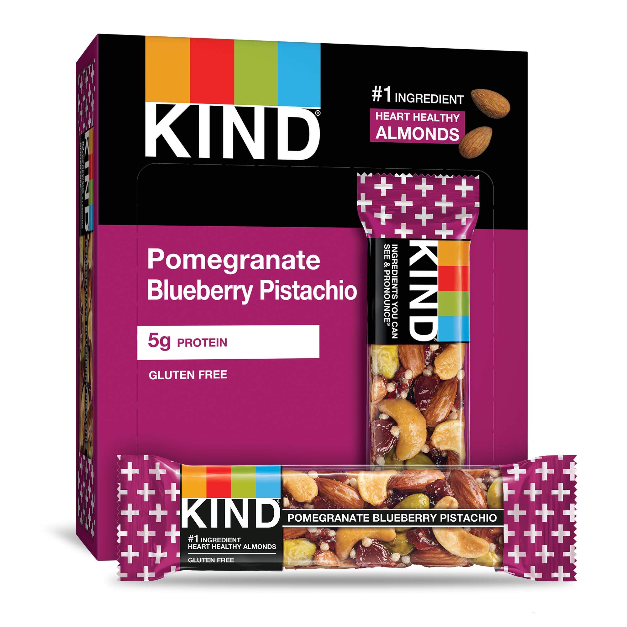 KIND Bars Variety Pack - Pomegranate Blueberry Pistachio & Blueberry Vanilla Cashew, Healthy Gluten-Free Snacks with 5g Protein (12 Count) | Perfect for On-the-Go Breakfast, Office Snacks & Post-Workout Energy Boost