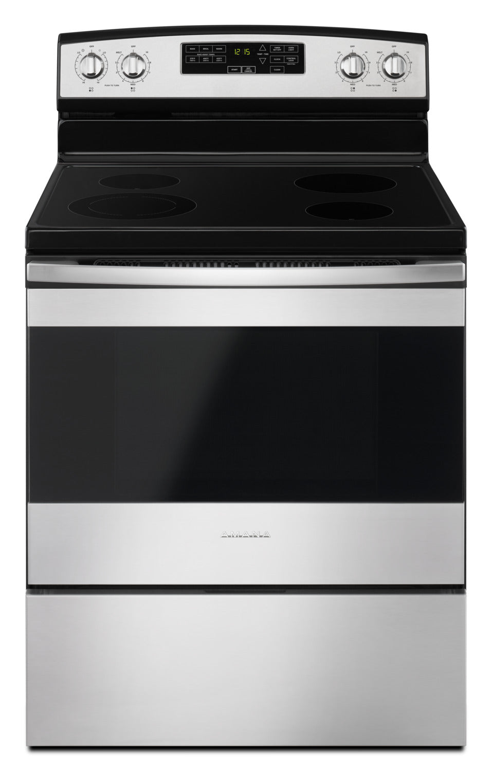 Amana 30 Inch Stainless Steel Freestanding Electric Range - 4.8 Cu. Ft. Oven Capacity, 5 Burner Cooktop, Self-Cleaning (Model YAER6603SFS) - Perfect for Home Kitchens & Small Restaurants