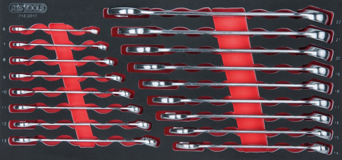 KS TOOLS 922.0043 17-Piece Ultimate Combination Spanner Set - Chrome Vanadium Metric Wrench Kit for Automotive & Mechanical Repairs - Professional Garage Tools with Satin Finish | Perfect for DIY Projects, Car Maintenance, and Industrial Use