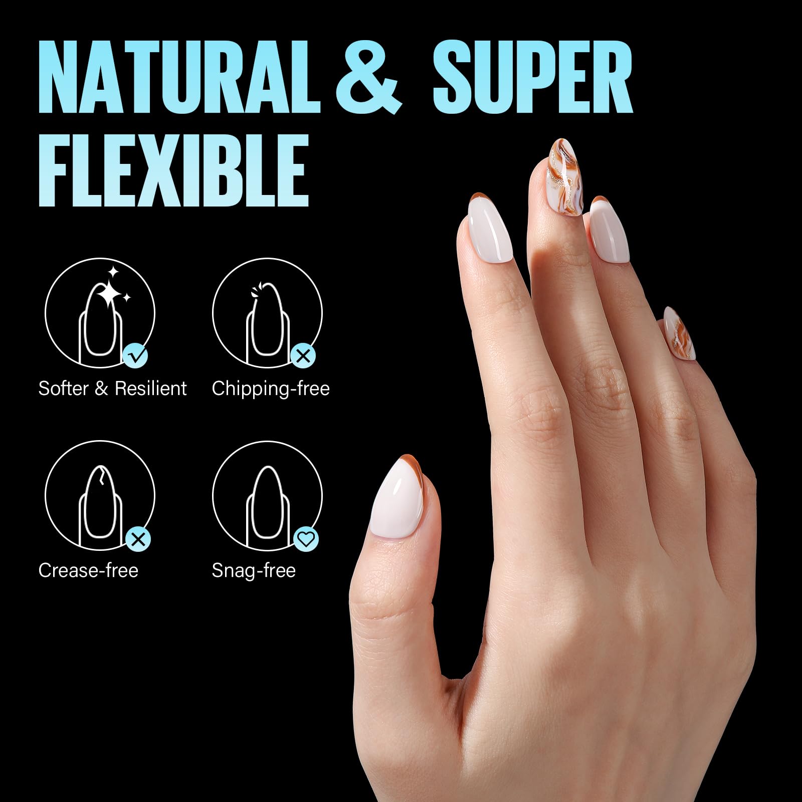 TOMICCA 240Pcs Short Almond Nail Tips - 12 Sizes Matte Soft Gel Acrylic False Nails for Extension | Full Cover Pre-Shaped Artificial Nails for Manicure, Salon & Home DIY Nail Art