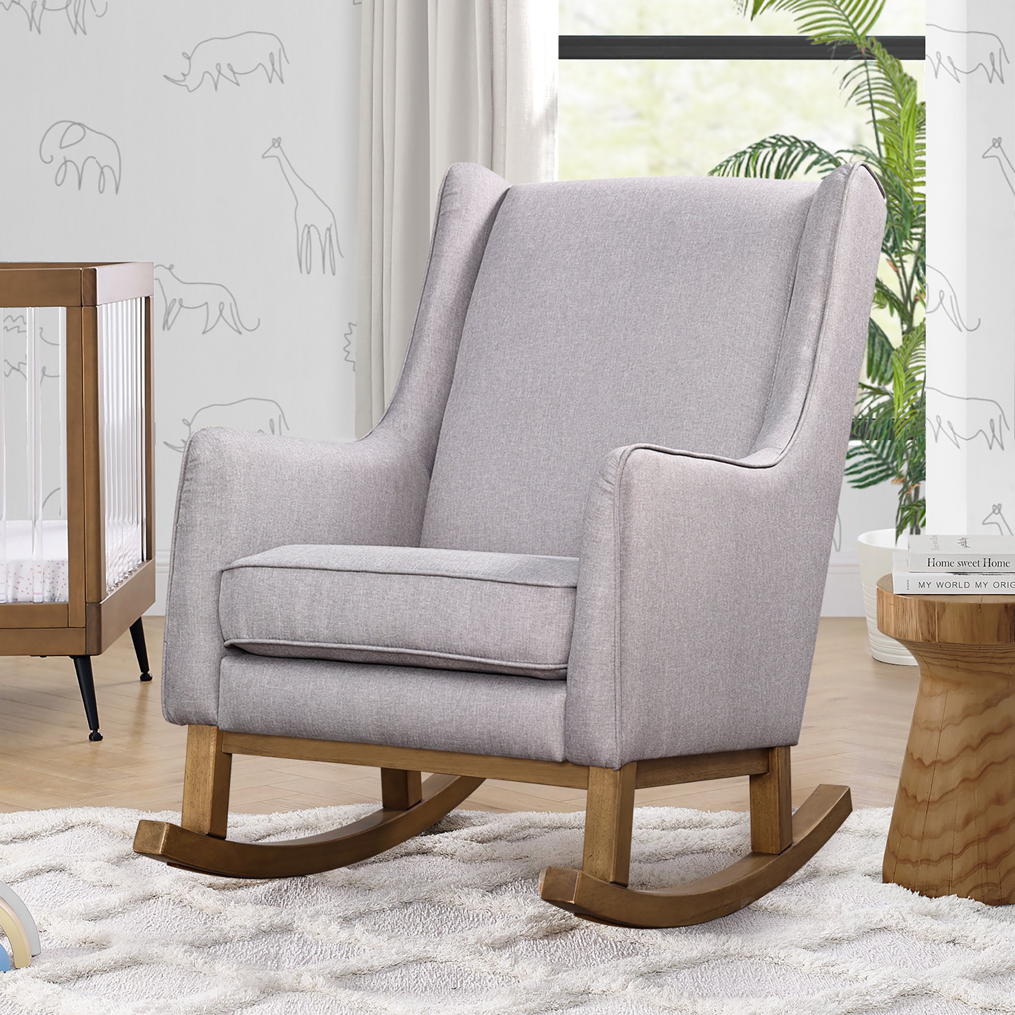 Comfortable Hanover Rocking Chair for Living Room - Relaxing Wooden Rocker with Padded Seat & Backrest - Perfect for Nursery, Porch or Patio