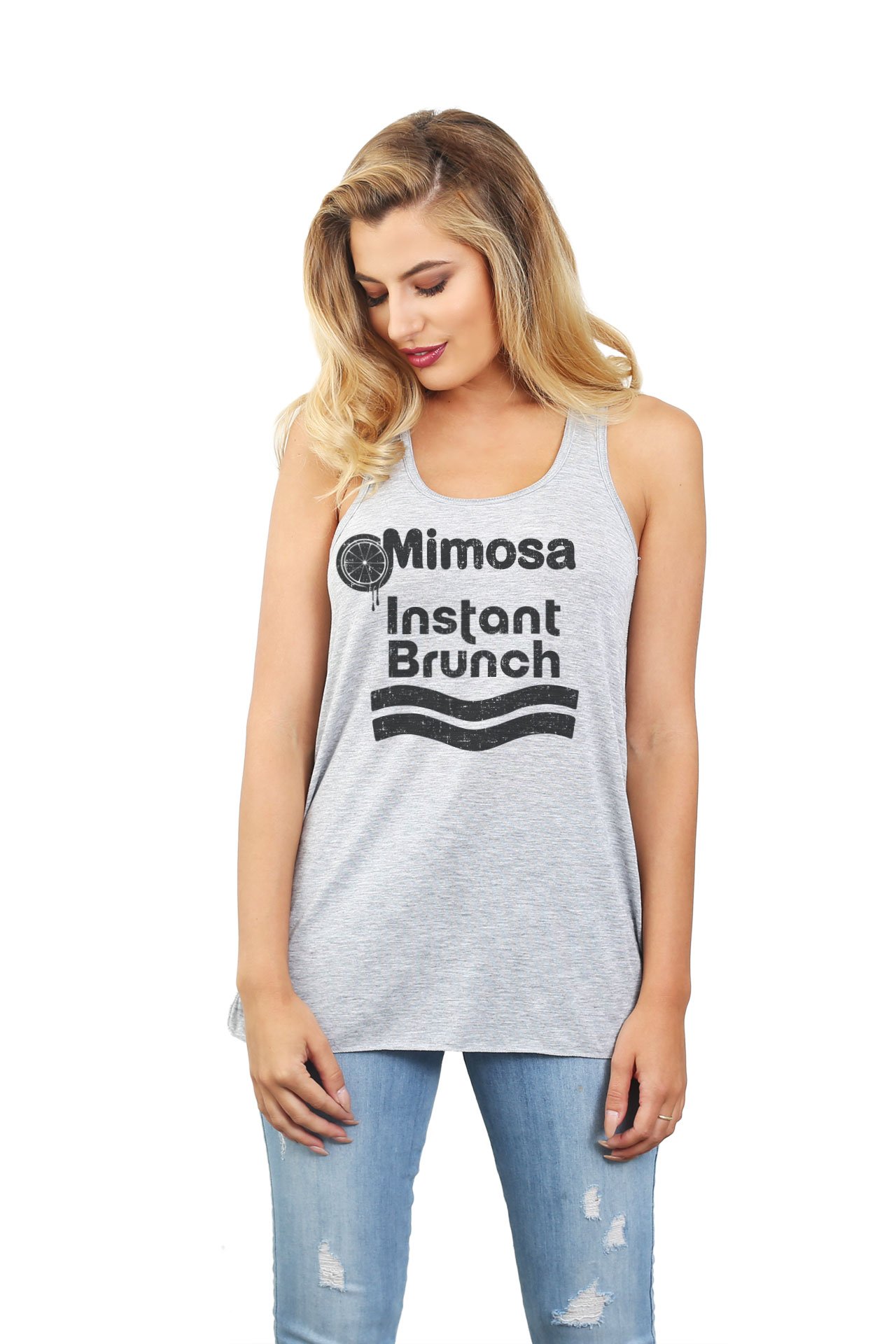 Stylish Mimosa Instant Brunch Women's Sleeveless Flowy Racerback Tank Top - Perfect for Summer Outfits, Beach Wear & Casual Fashion