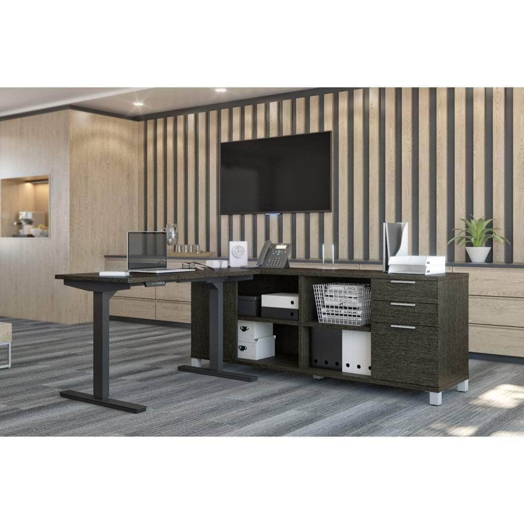 Pro Linea 2-Piece Office Furniture Set - Standing Desk & Credenza, 2 Color Options for Modern Home Office & Workspace Setup