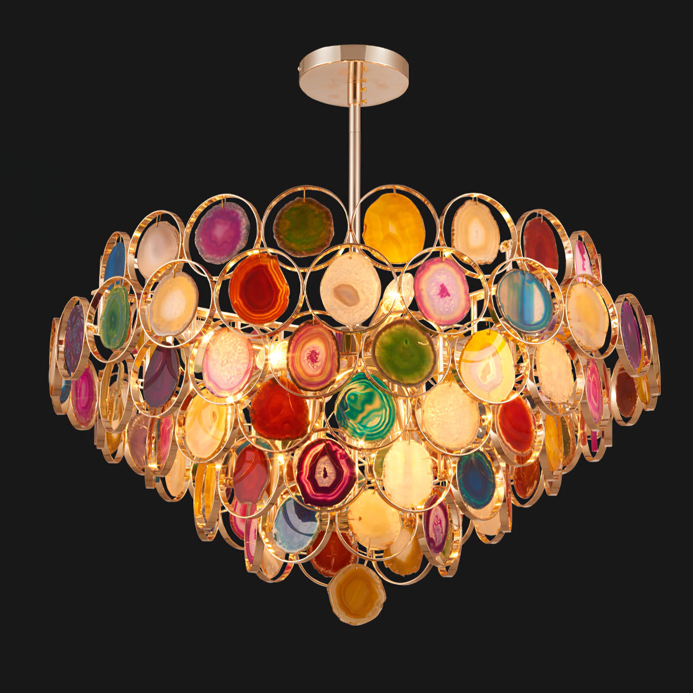 Natural Carnelian Gemstone Chandelier - Handcrafted Bohemian Crystal Beaded Ceiling Light Fixture for Living Room, Dining Room & Bedroom Decor