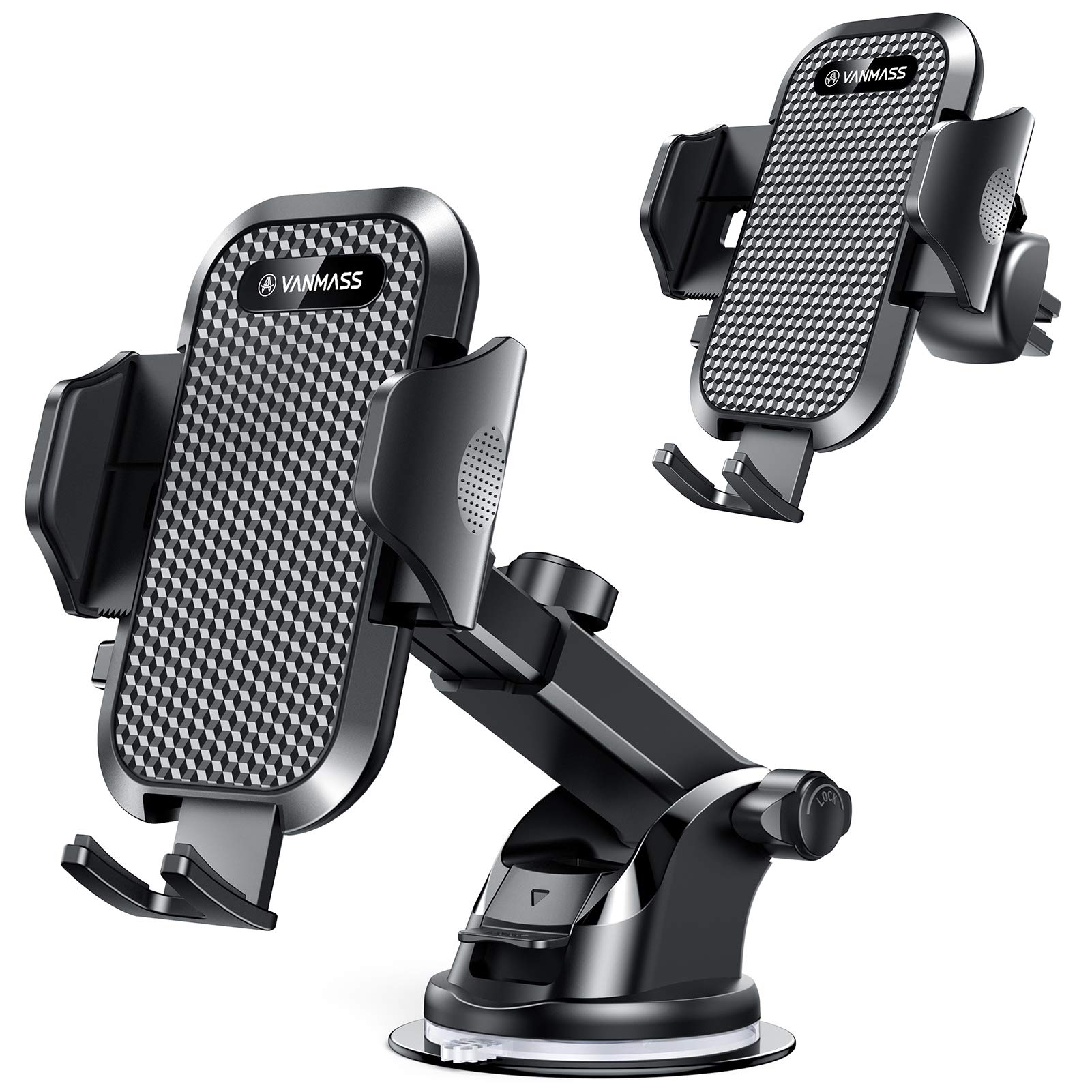 VANMASS Universal Car Phone Mount Holder for iPhone & Android - Adjustable Air Vent Clip, Secure & Stable Phone Grip - Perfect for Driving, Navigation & Hands-Free Calls (Black)