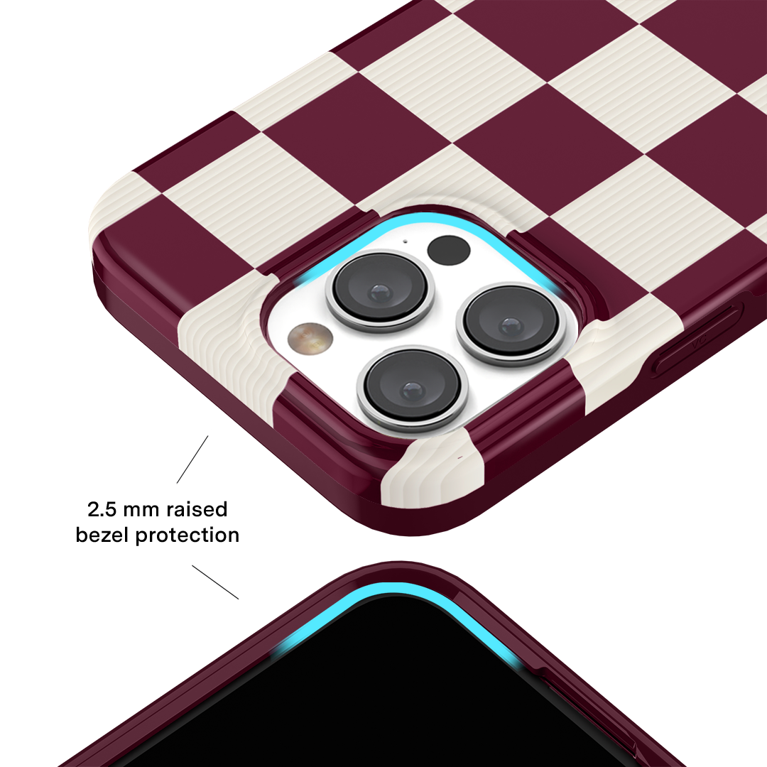 Burgundy Vibe Check iPhone Case - Shockproof Protective Cover for iPhone 13/14/15 Pro Max - Stylish Slim Design with Grip - Perfect for Daily Use, Travel & Outdoor Activities