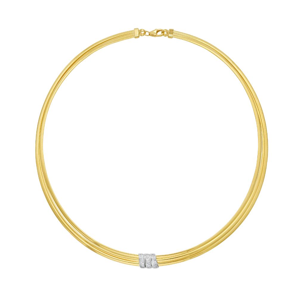 14K Gold 0.21ct Diamond Omega Necklace for Women - Elegant Pendant Jewelry Gift for Anniversary, Valentine's Day & Special Occasions