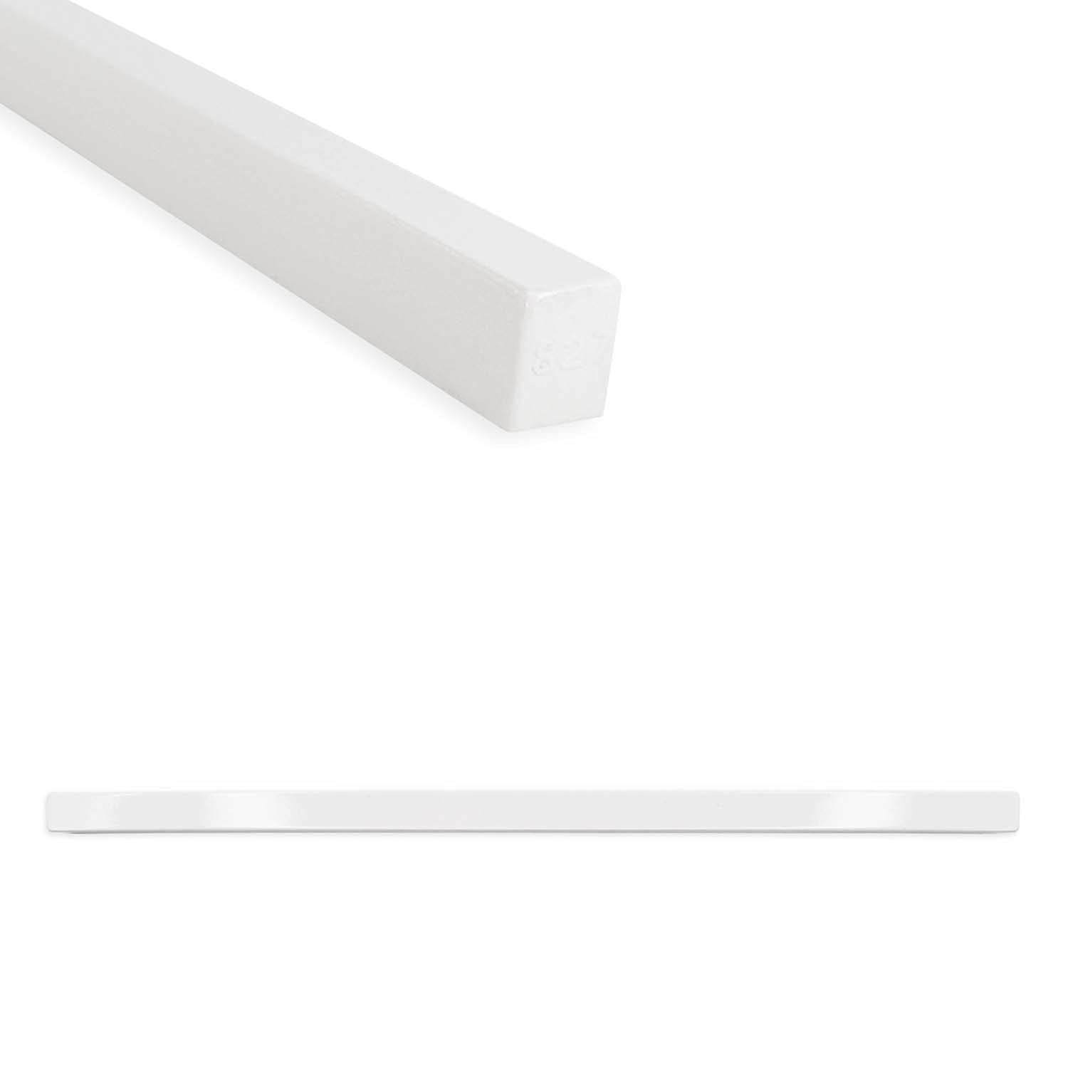 Questech Decor 1/2 x 12 Inch Linear Flat Pencil Tile Edge Trim Cap - Bright White Polished (12 Pack) - Perfect for Shower Tile Liner, Kitchen Backsplash Border & Bathroom Wall Tile Decoration
